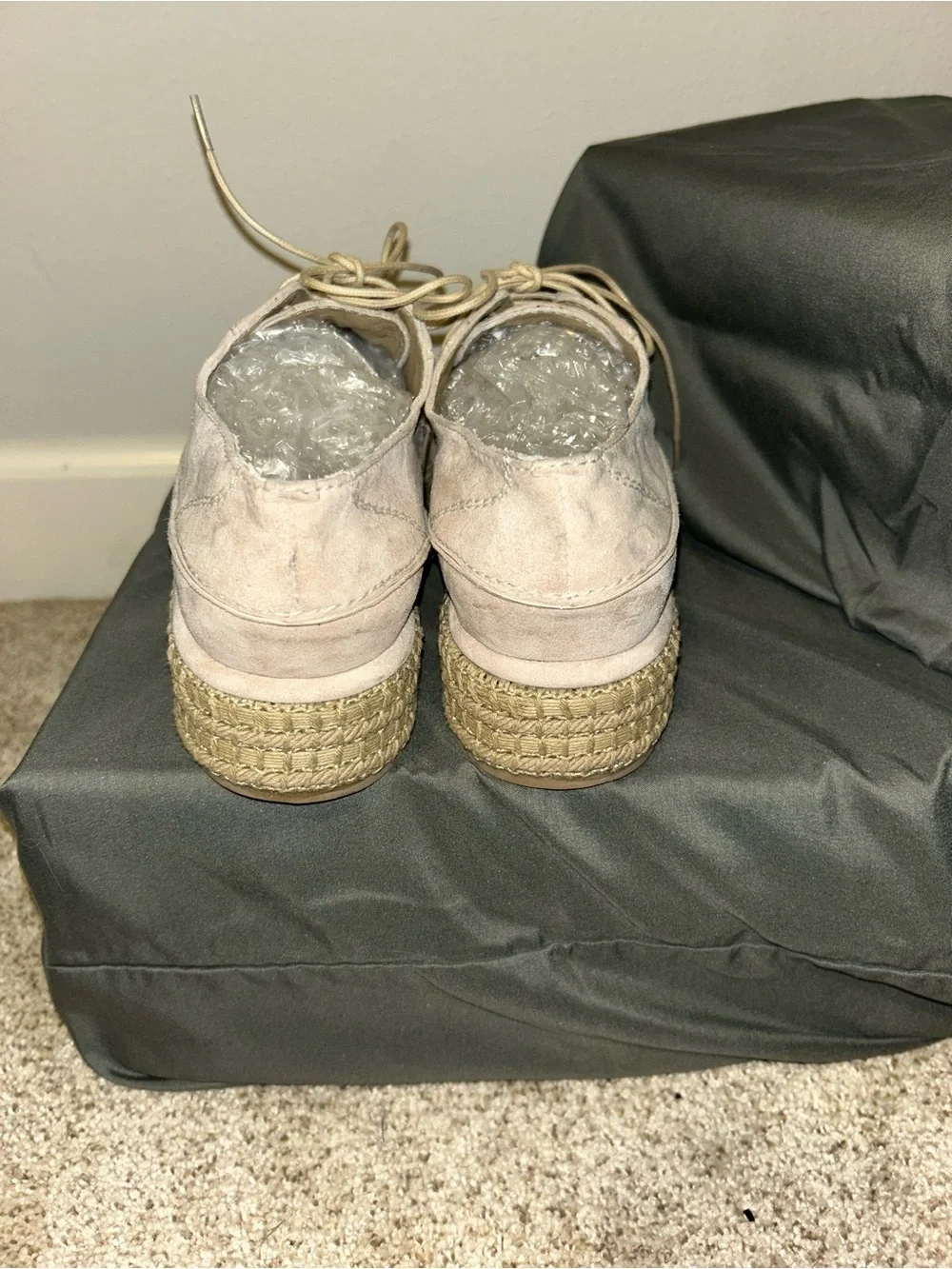 NEW Rachel Comey Beige Suede Espadrille Platform Lace-Up Shoes Sz 9.5